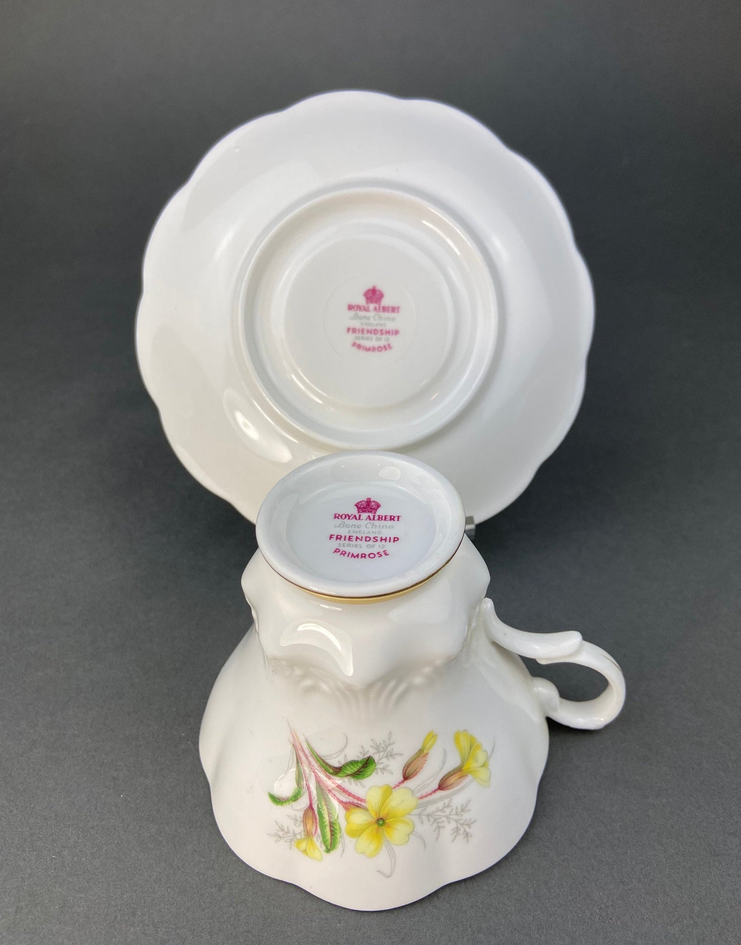 Vintage Royal Albert Bone China Tea Cup and Saucer: Primrose Friendship Series