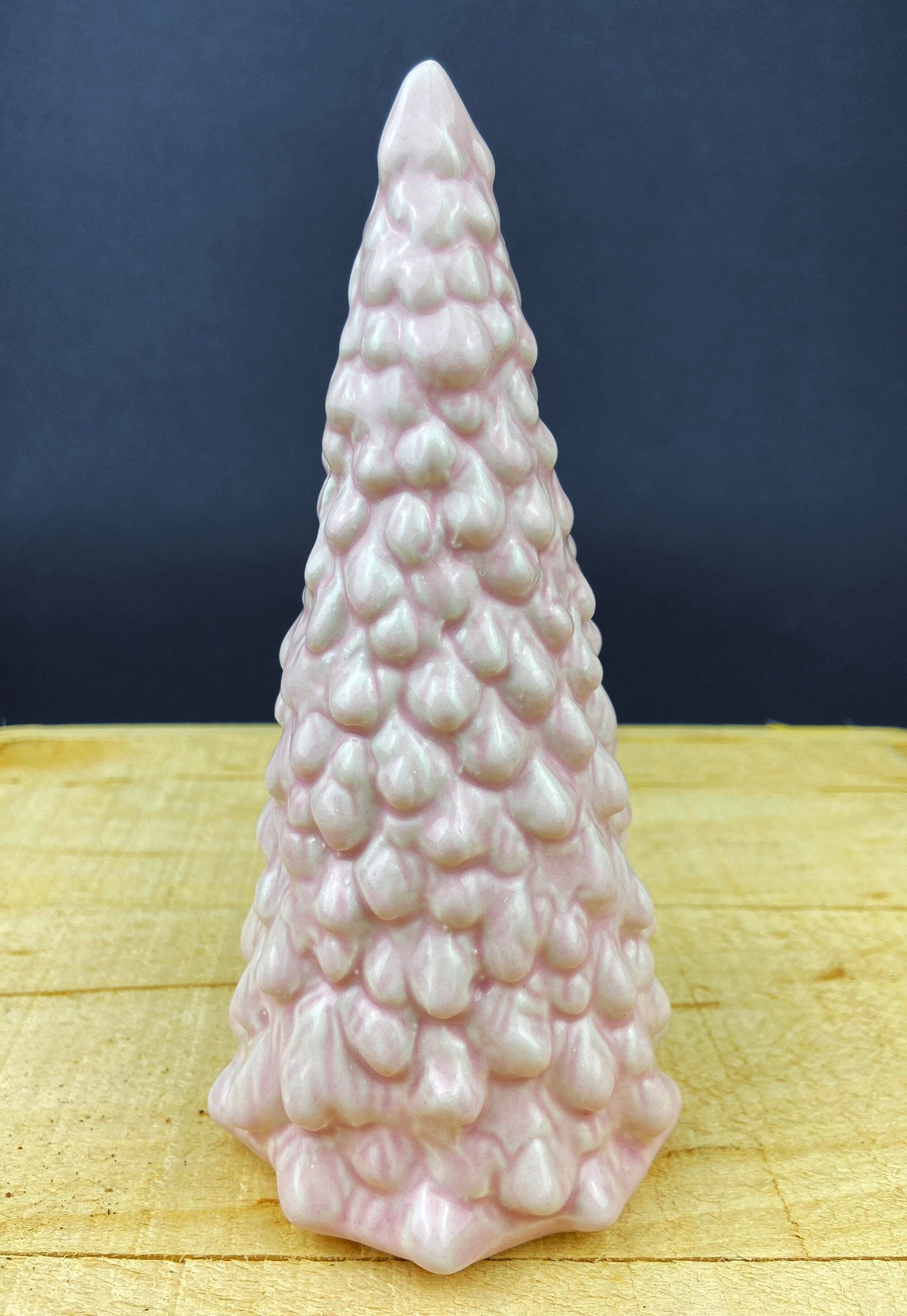Pink Ceramic Christmas Village Pine Trees. Set of Two Ceramic Christmas Trees. Christmas Decor. Children's Room Holiday Display.   , ir