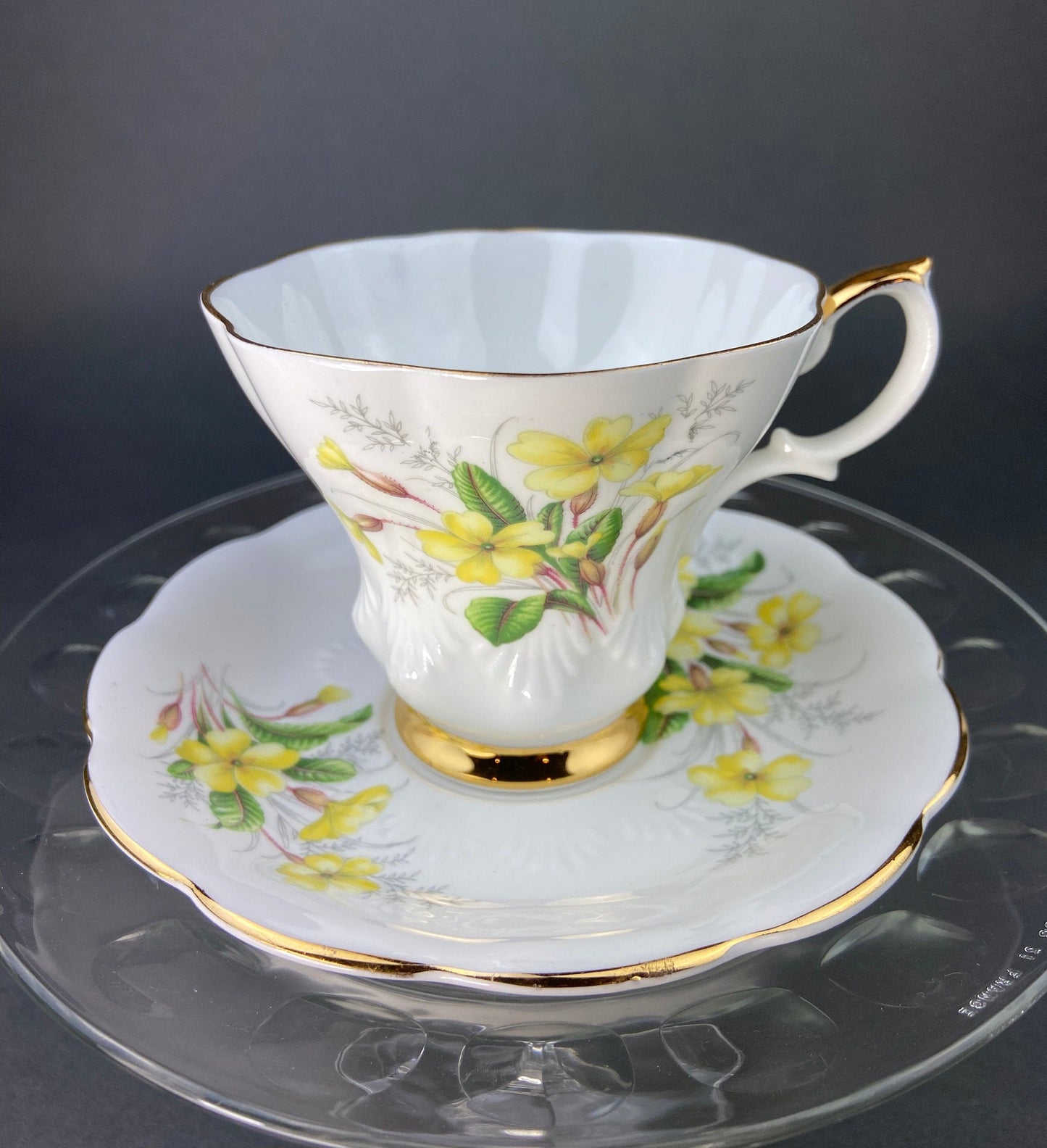 Vintage Royal Albert Tea Cup and Saucer. Friendship Series of 12. Carnation Motif. Fine Bone China Made in England.
