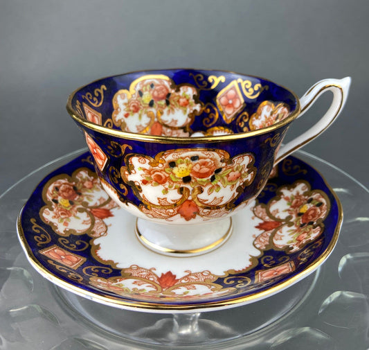 Vintage TeaCup and Saucer. Hand Painted Royal Albert Bone China. Heirloom Pattern. Made in England.