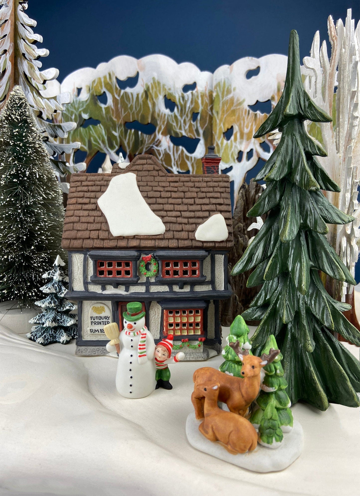 Christmas Village "Martin House" First Edition by Santa's Best. Illuminated Our Town Porcelain Collectable. Holiday Decor.