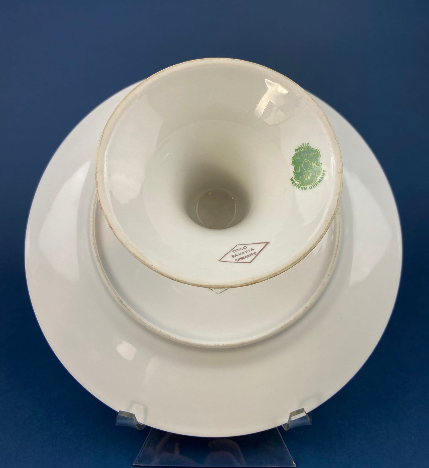 Footed Cake Stand. Vintage, Hand Painted Porcelain. OTCO, Bavaria. Fragonard, 18th C Inspired, Amorous Motifs. Collectible.