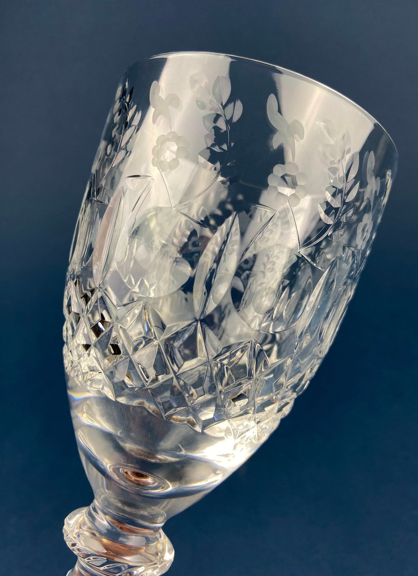 Rogaska Crystal Wine or Water Goblet with Gallia Gold Pattern. Replacements.