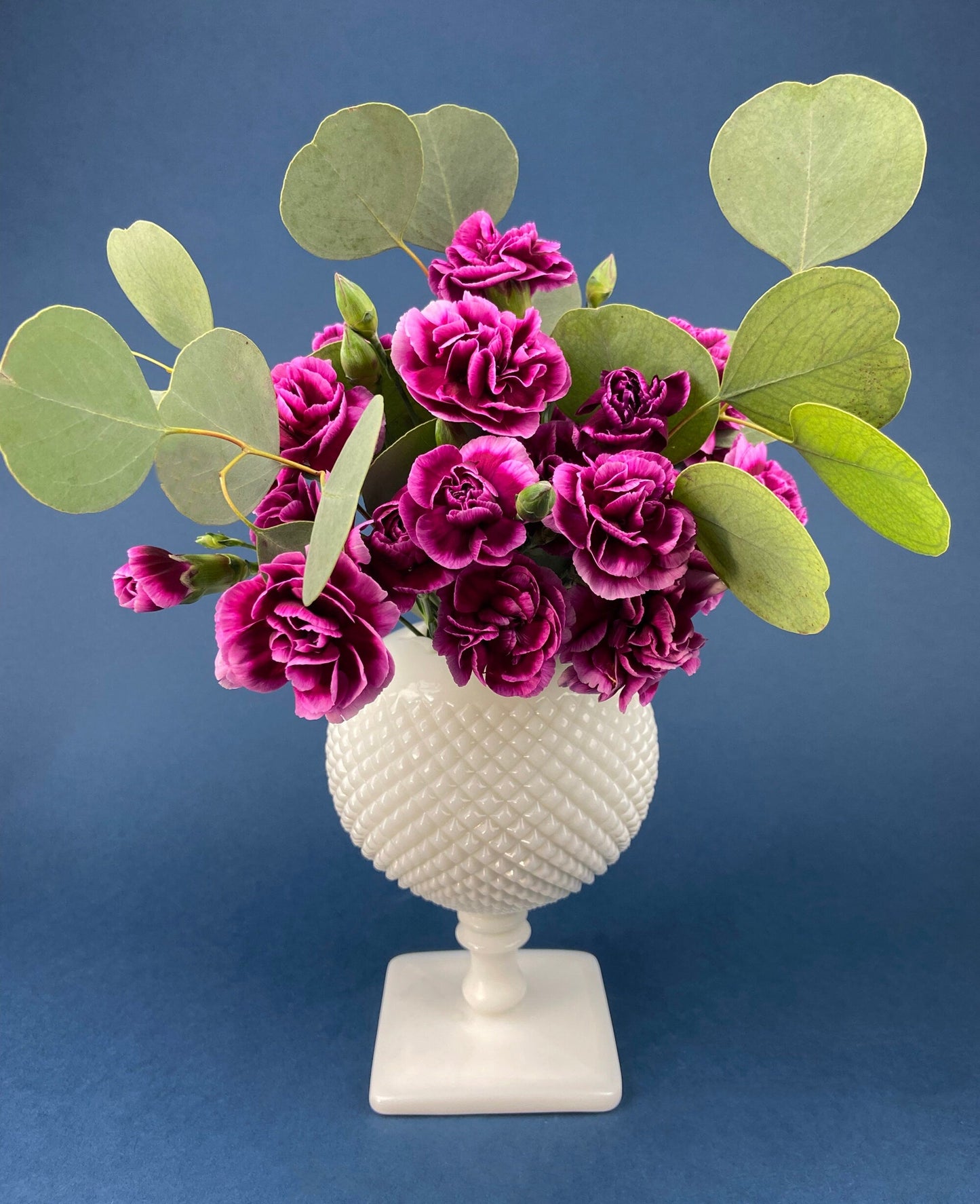 Vintage Milk Glass Vase.  Planter with Sailor Lace Rim Pattern and Ribbed Surface.  Vase by Atterbury Glass, Co.