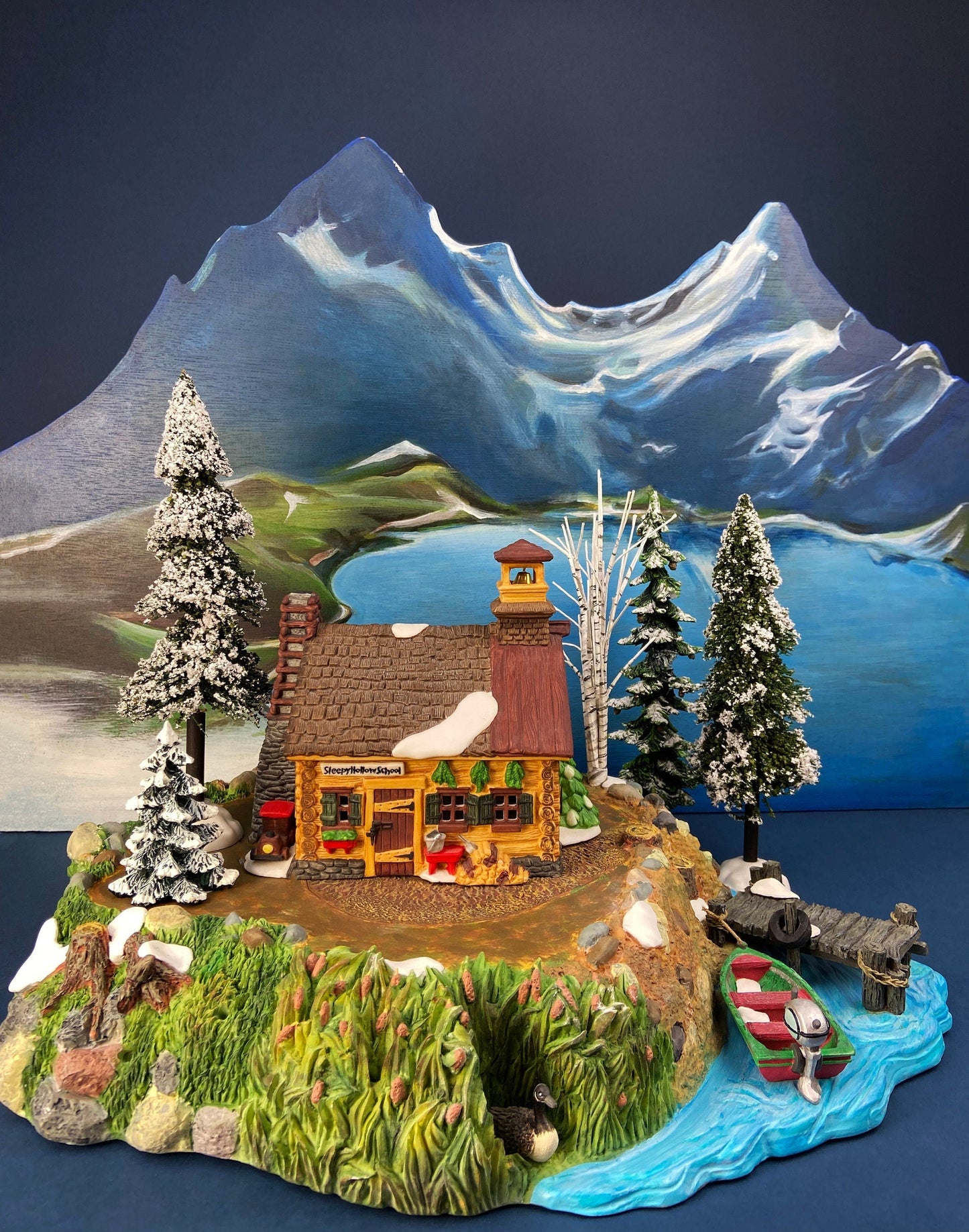 Christmas Village Platform by Department 56. Sounds of the North Woods. Christmas Village Accessories: Platform, 2 Pines, and 2 Naked Trees