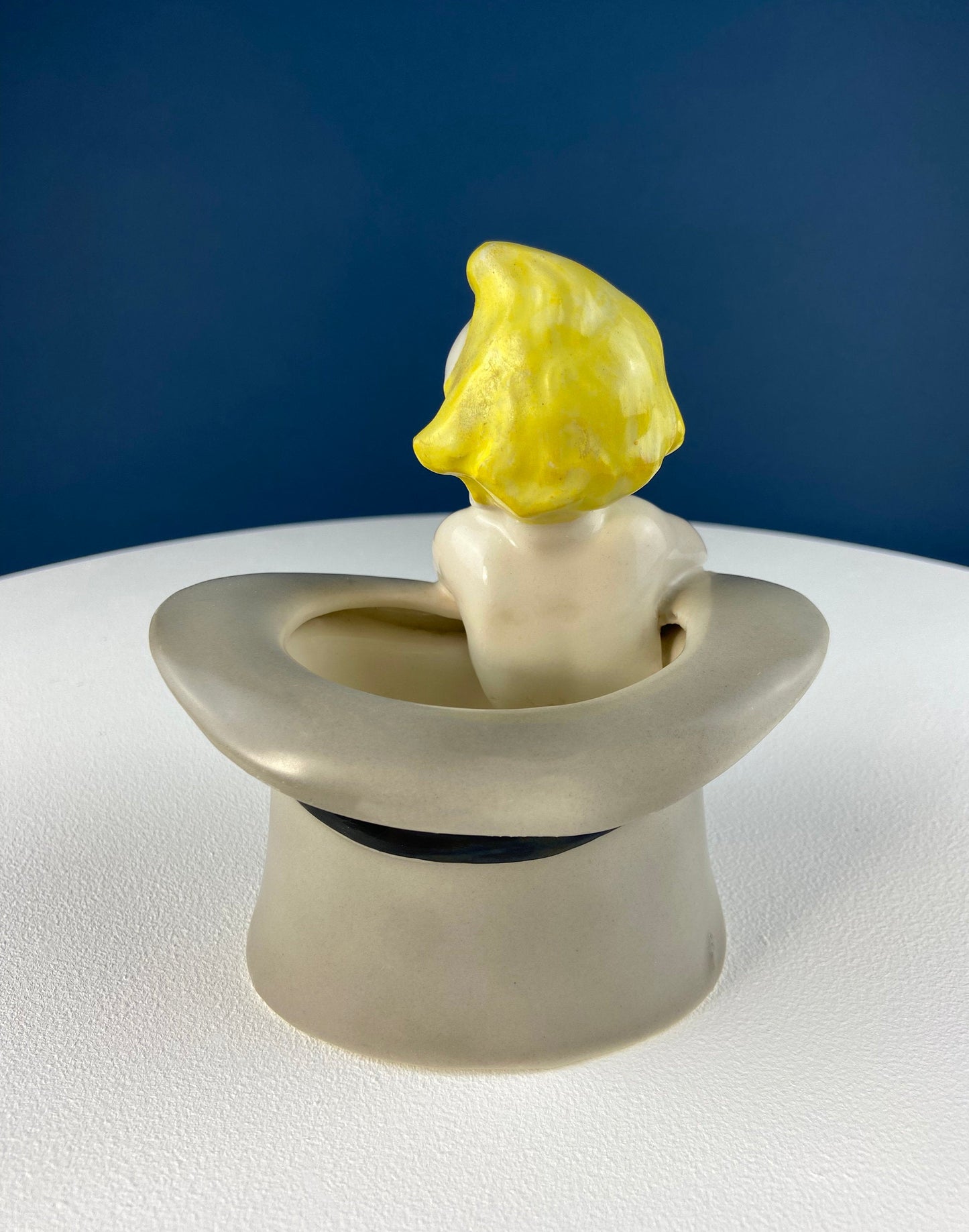 Vintage Blonde Baby Figurine in Top Hat: Royal Crown Planter, Vanity Tray
