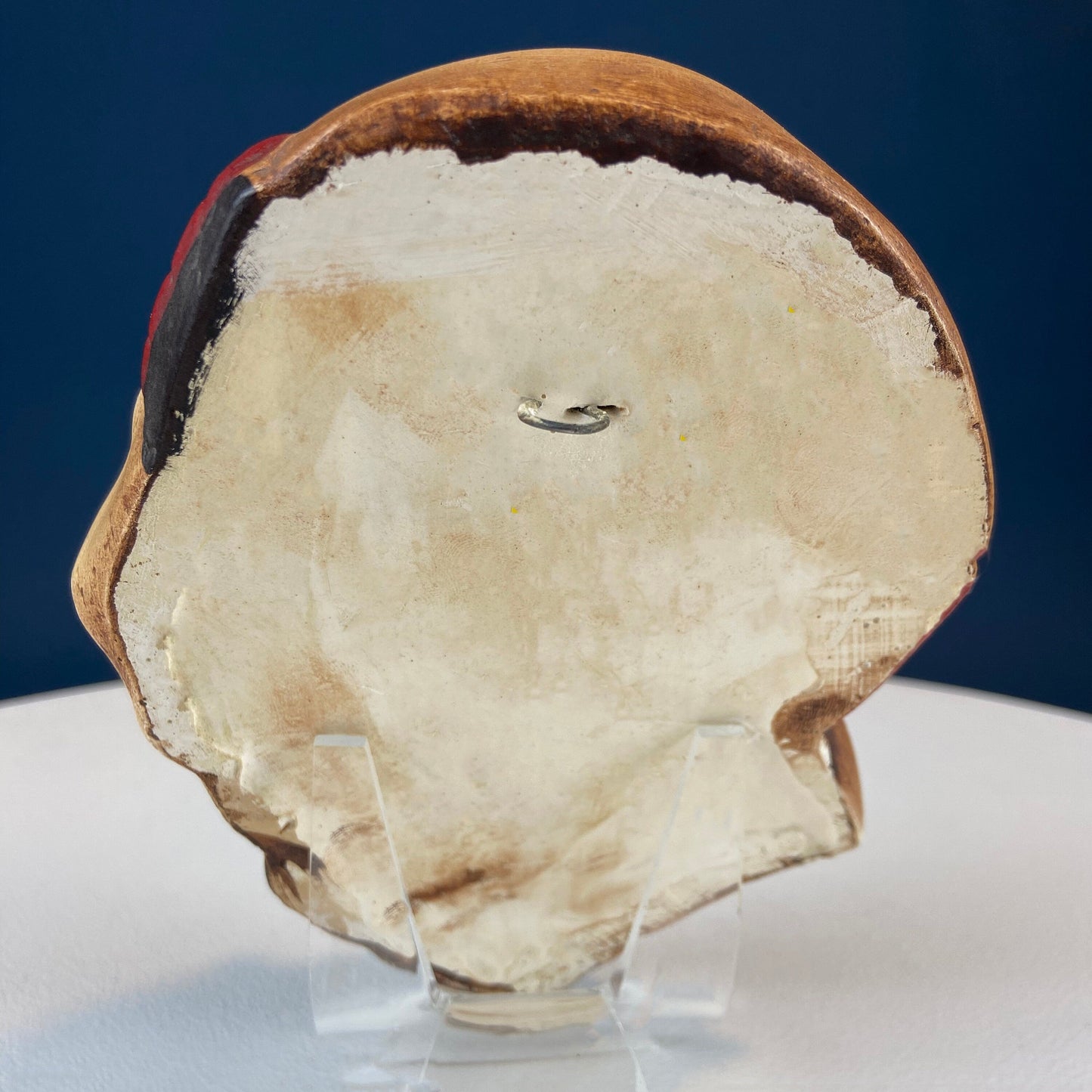 Vintage Chalkware Head of syarian in Blue Hat. Life Like Caricature of Bearded Man. Ethnic Wall Hanging. Collectibl