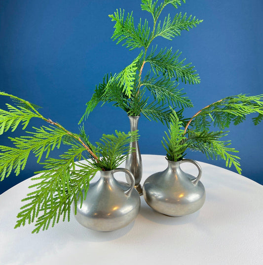 Vintage Pewter Collection of Small Vases. Set of Three. Collectible Royal Holland Pewter. Rustic Home Decor. Gift for Him or Her.