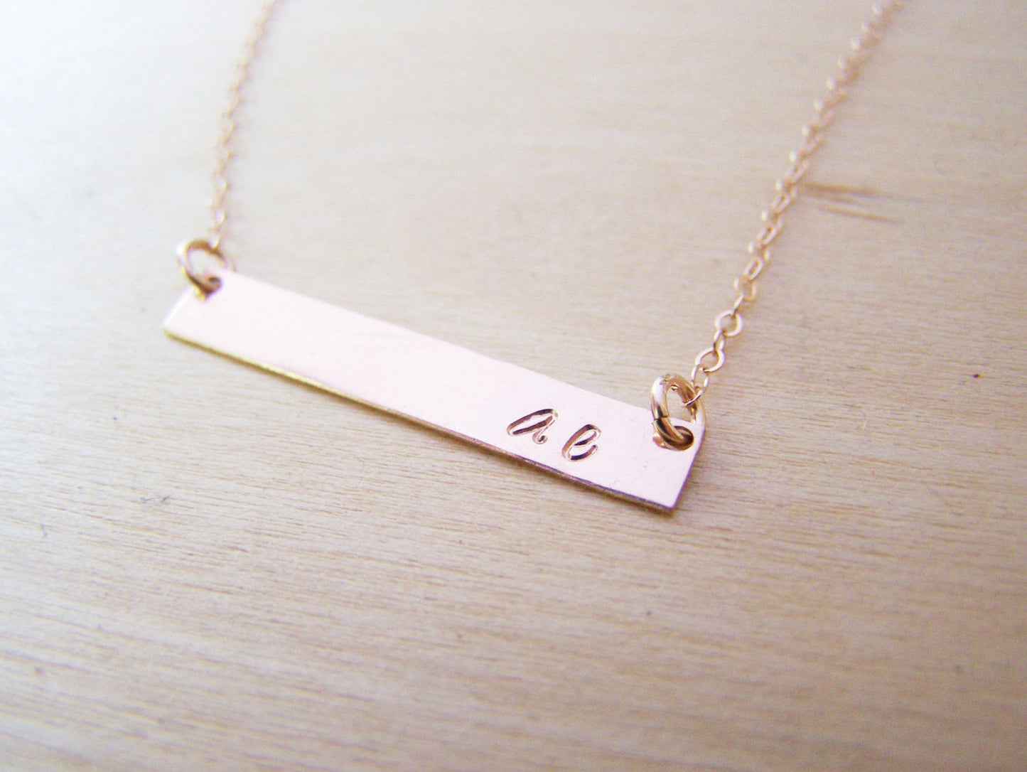 Hand-stamped Initial Bar Minimalist Necklace