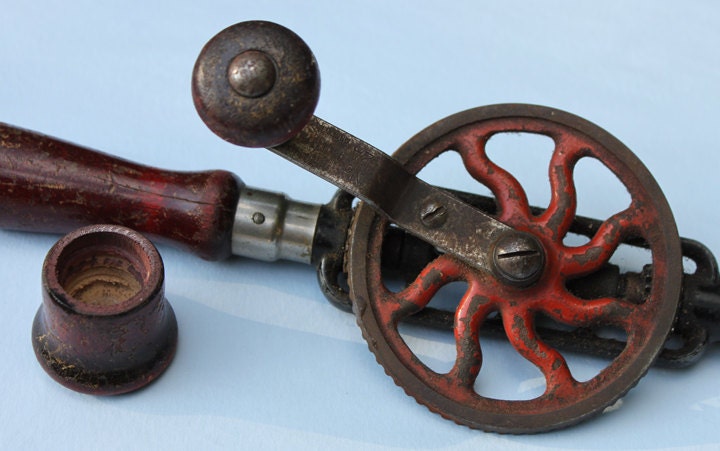 Antique OPI & PRY Craft Man Wrench.  Collectible Manual Tool with Wooden Handle. Gift for Him for Christmas.
