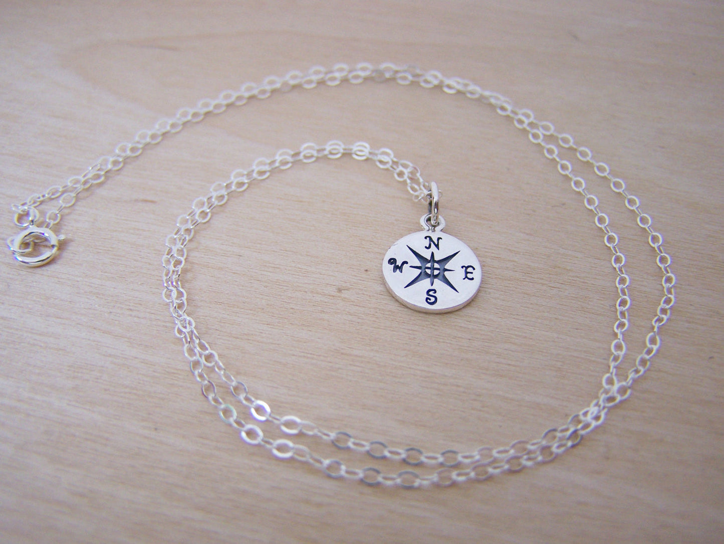 Compass Tiny Sterling Silver Necklace