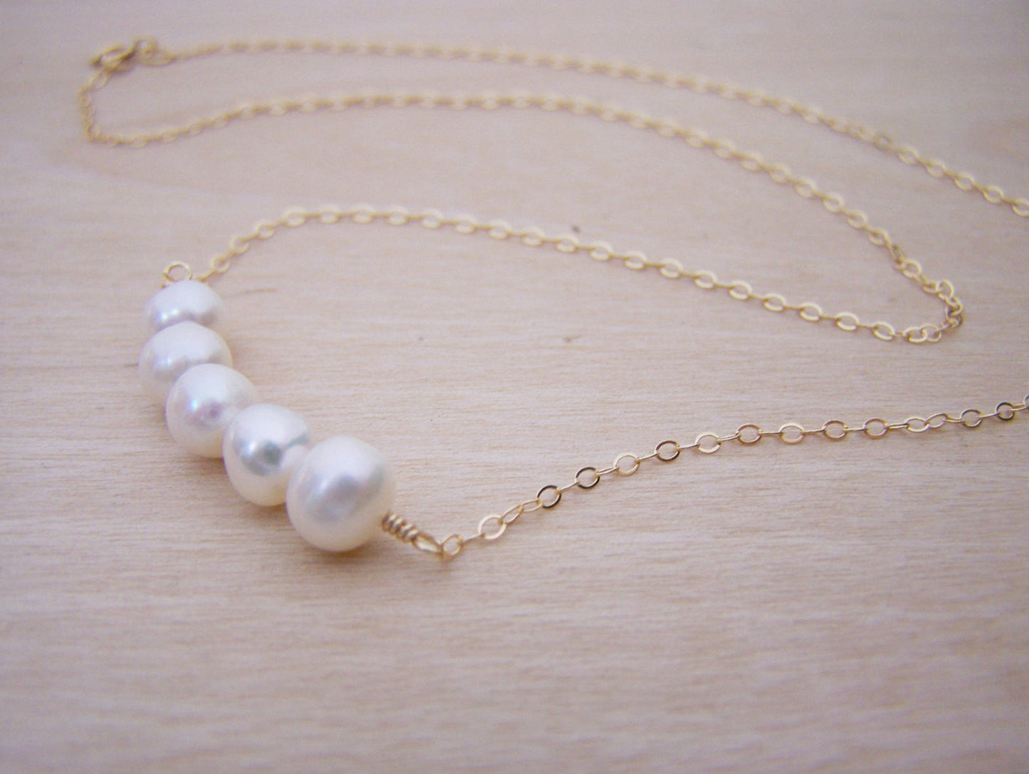 Freshwater Pearl Bar Necklace, 14k Gold Filled - As Seen in Tough Apparel Commercial