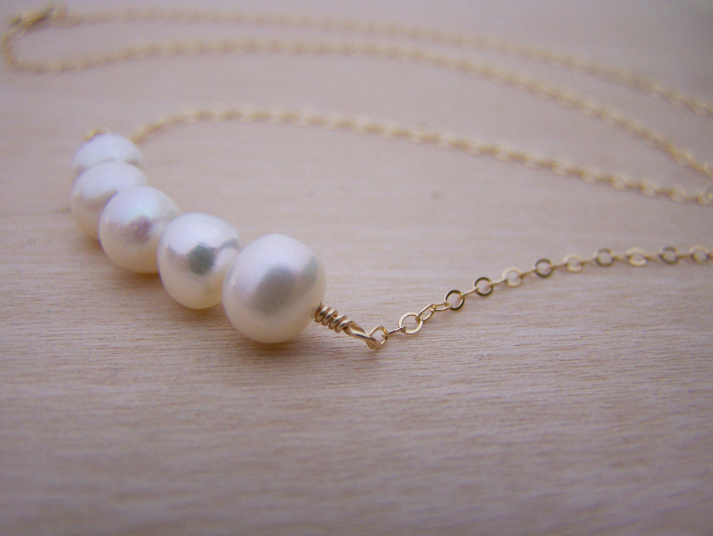 Freshwater Pearl Bar Necklace, 14k Gold Filled - As Seen in Tough Apparel Commercial