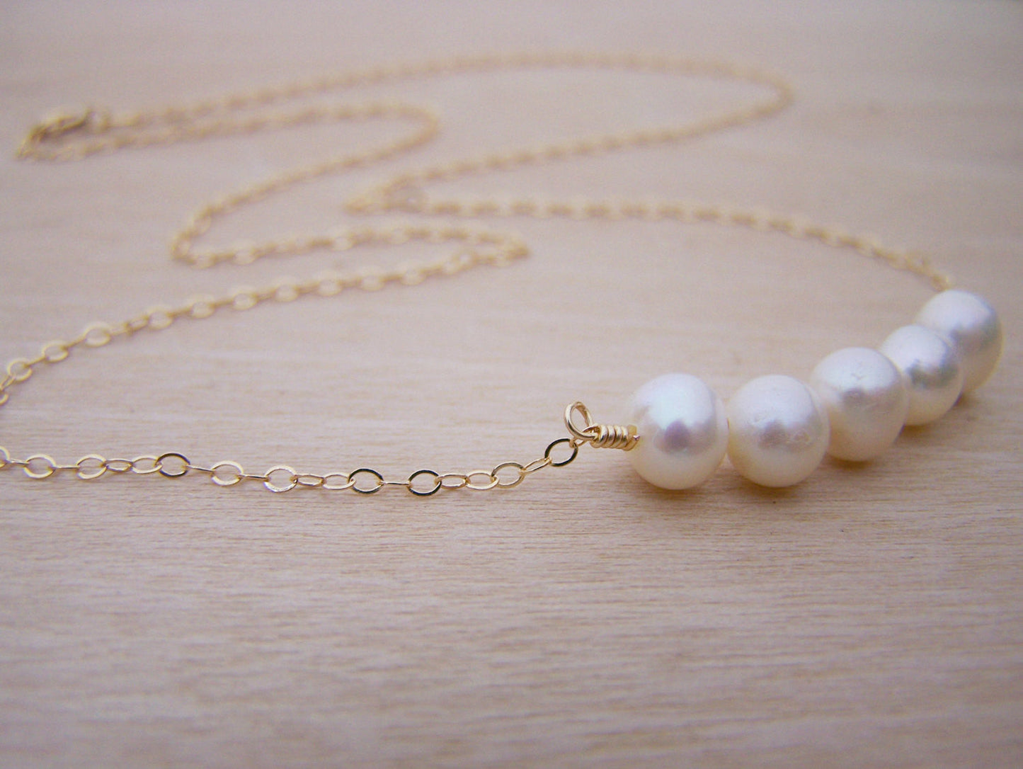 Freshwater Pearl Bar Necklace, 14k Gold Filled - As Seen in Tough Apparel Commercial