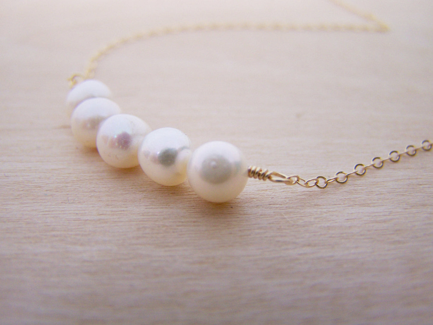 Freshwater Pearl Bar Necklace, 14k Gold Filled - As Seen in Tough Apparel Commercial