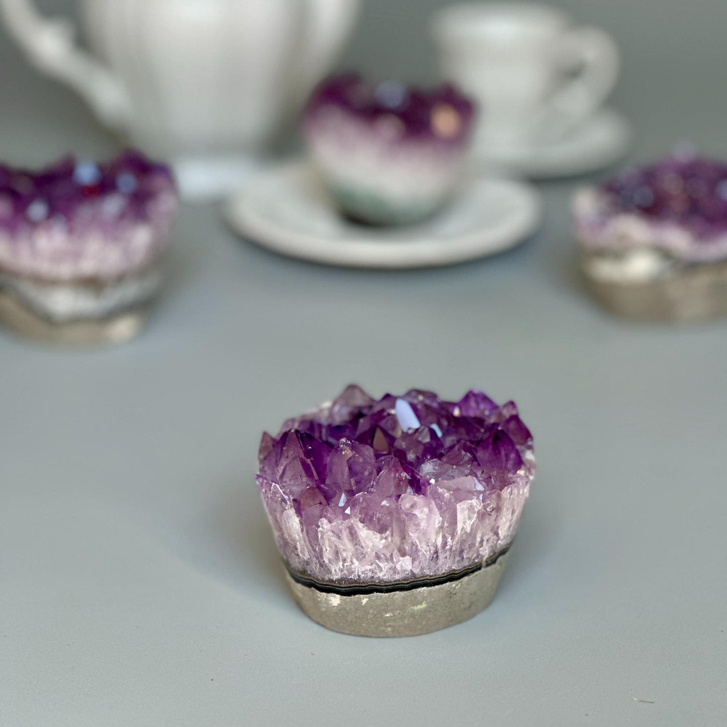 Amethyst Cupcake, A quality cupcake-shaped amethyst  with agate banded, Everlast Christmas Gift, Funny Geode Crystal