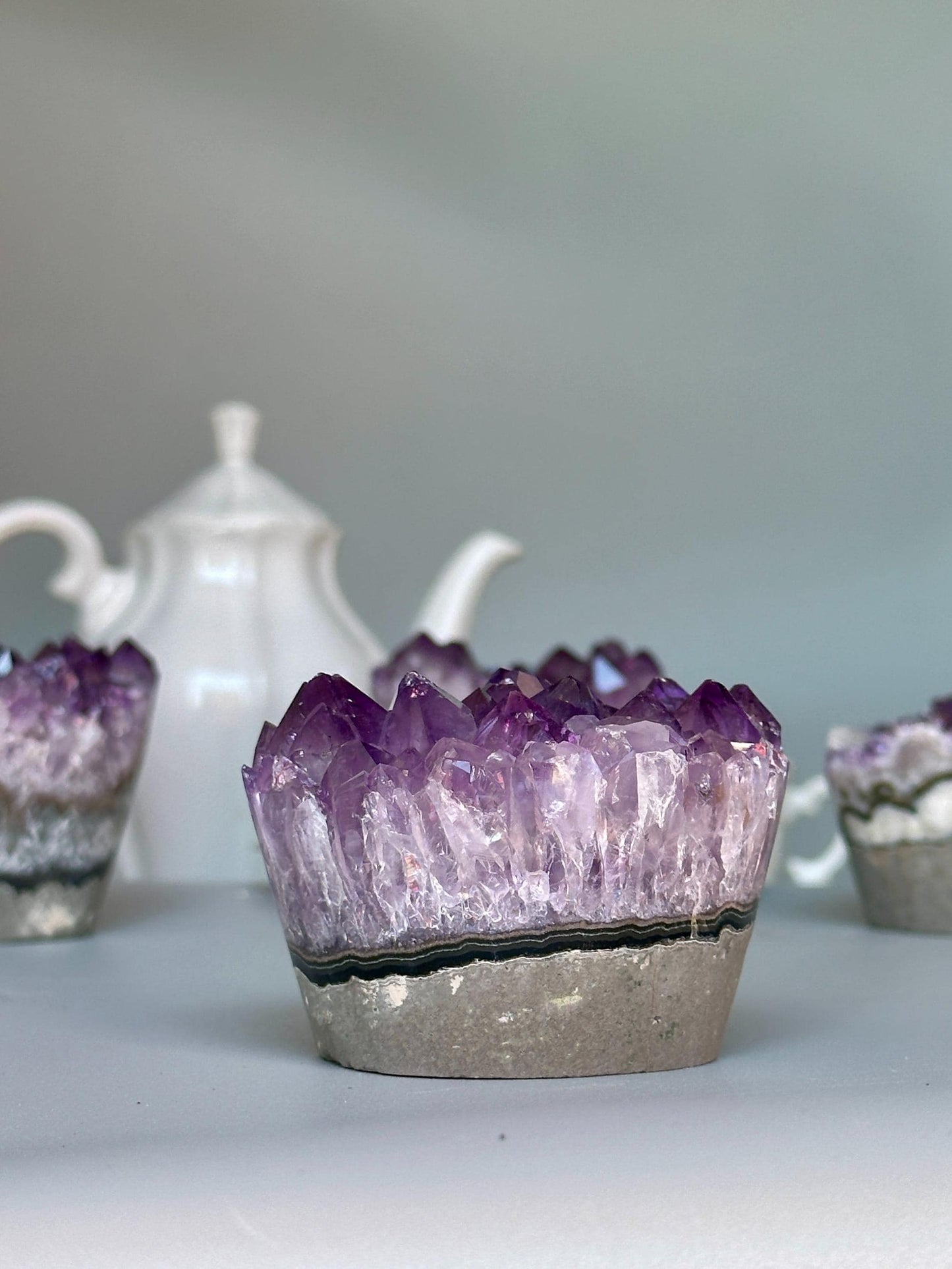 Amethyst Cupcake, A quality cupcake-shaped amethyst  with agate banded, Everlast Christmas Gift, Funny Geode Crystal