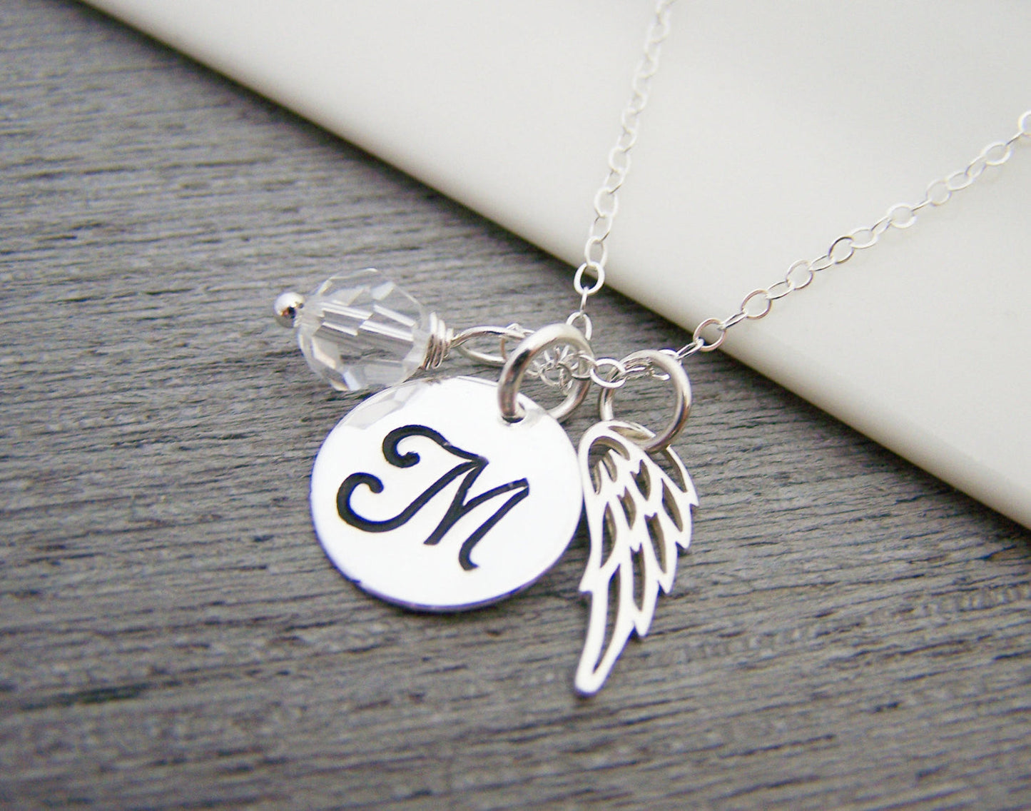 Angel Wing and Pearl Necklace – Memorial Jewelry & Sympathy Gift in Sterling Silver