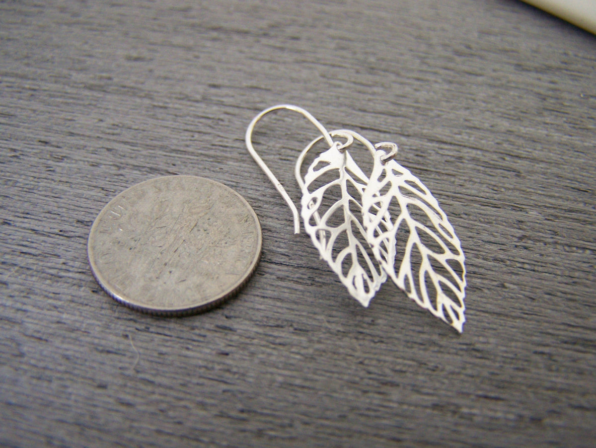 Silver Leaf Dangle Earrings – Delicate Botanical Earrings