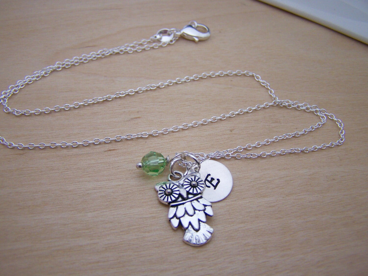 Owl Charm Personalized Sterling Silver Necklace