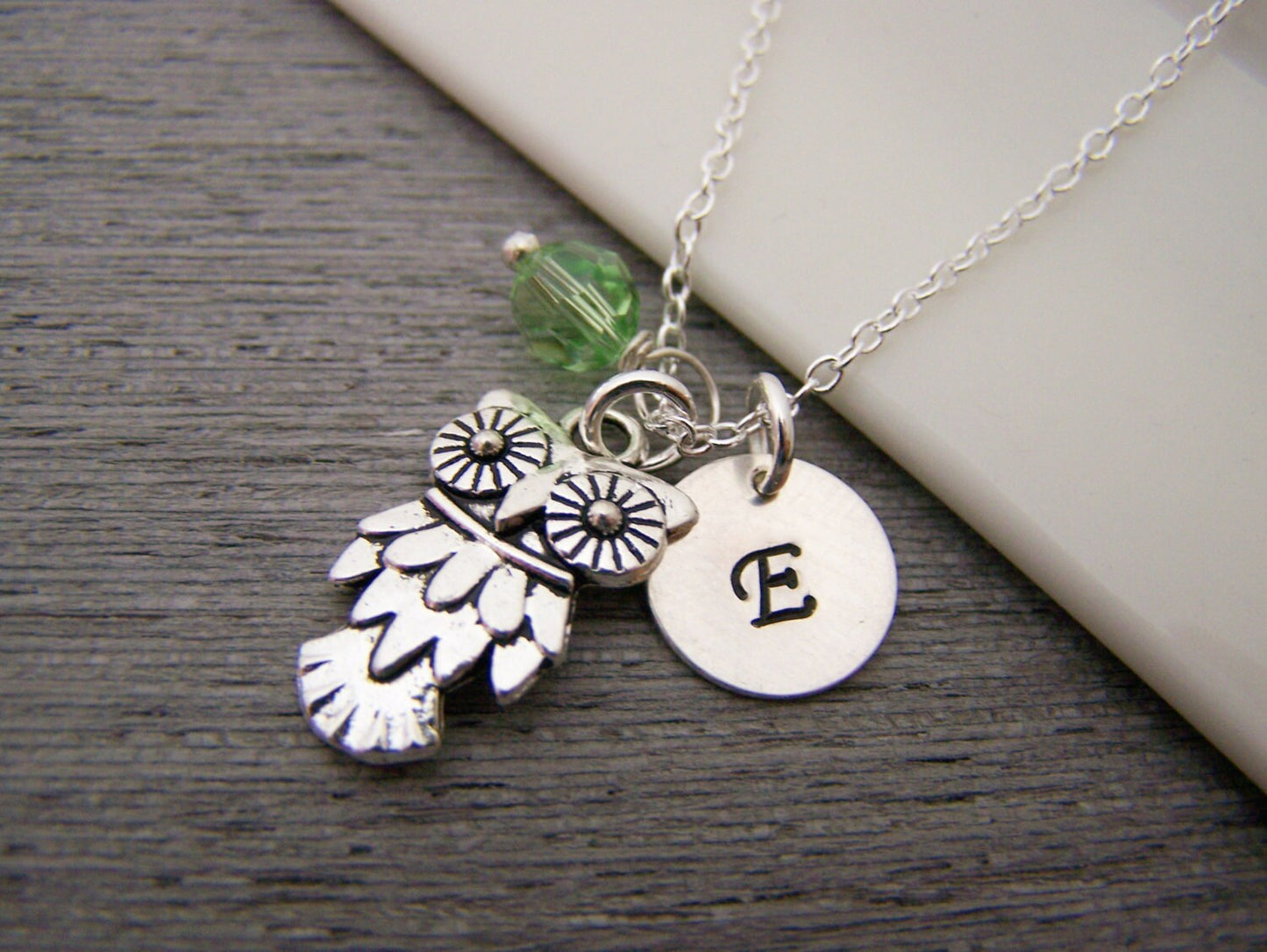 Owl Charm Personalized Sterling Silver Necklace