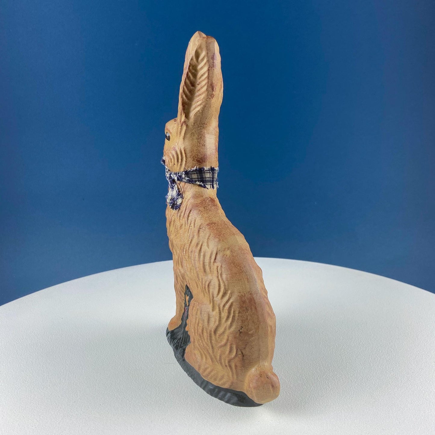 Brown Rustic Bunny Rabbit Figurine with Plead Bow. Hand-Painted Easter Display. Spring Celebration. Modern Farmhouse. Dining Room Decor.