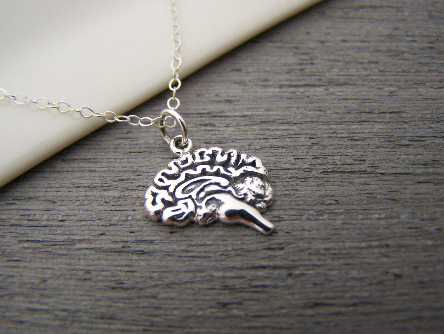 Sterling Silver Anatomical Brain Necklace – Handcrafted Charm for Medical Professionals & Students