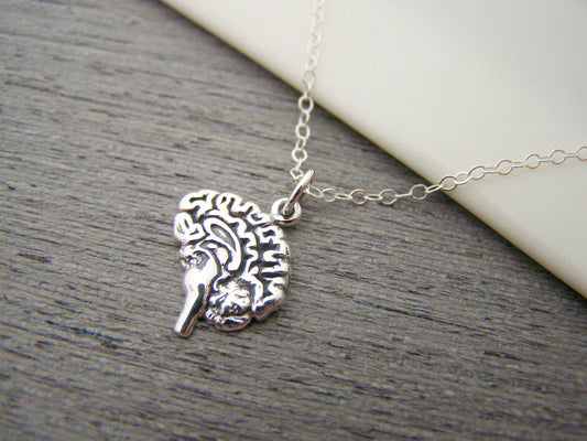 Sterling Silver Anatomical Brain Necklace – Handcrafted Charm for Medical Professionals & Students