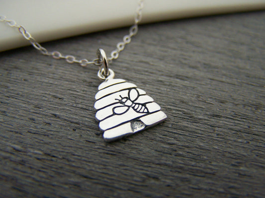 Tiny Sterling Silver Beehive Necklace – Simple Everyday Bee Jewelry