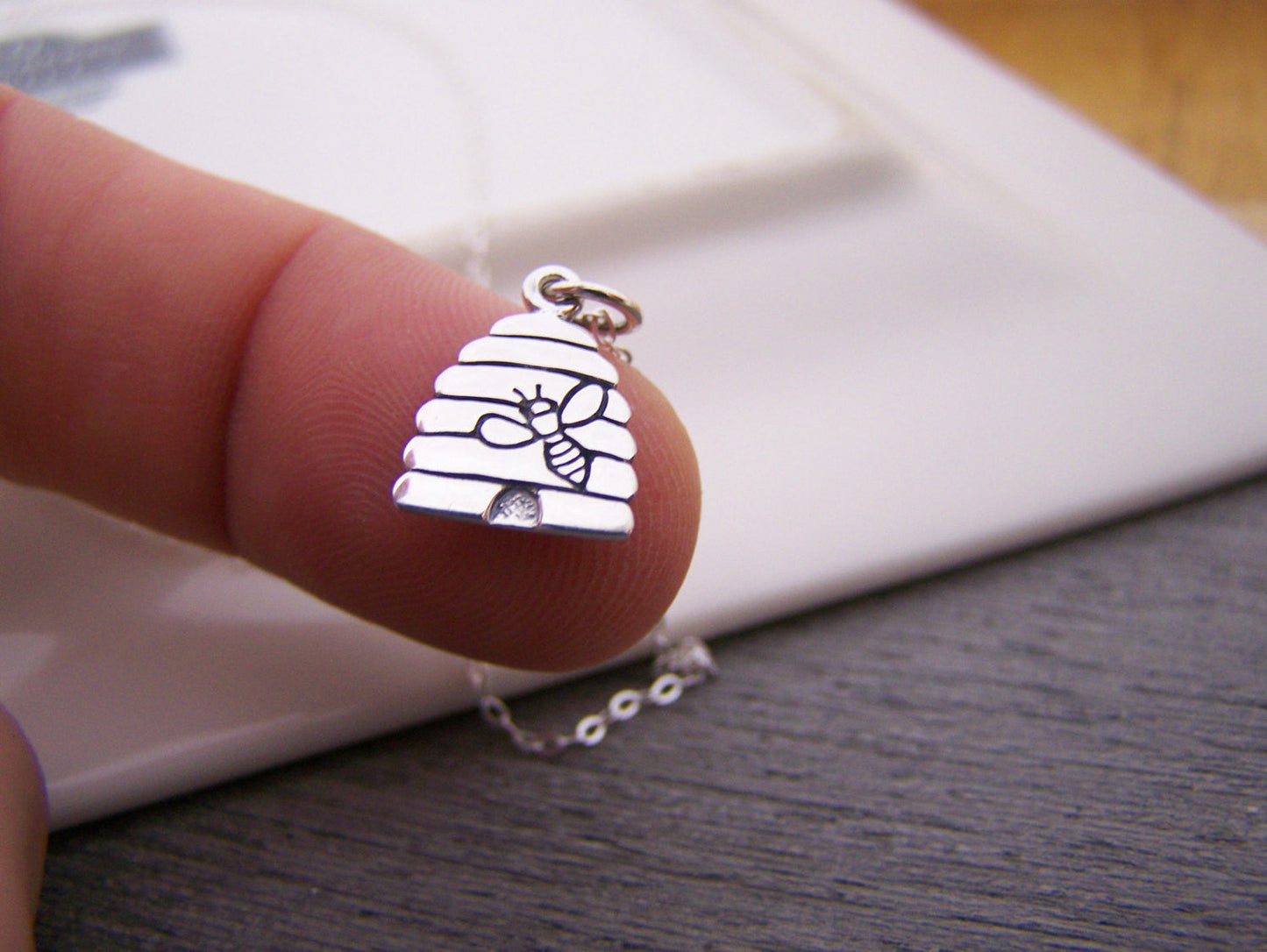 Tiny Sterling Silver Beehive Necklace – Simple Everyday Bee Jewelry