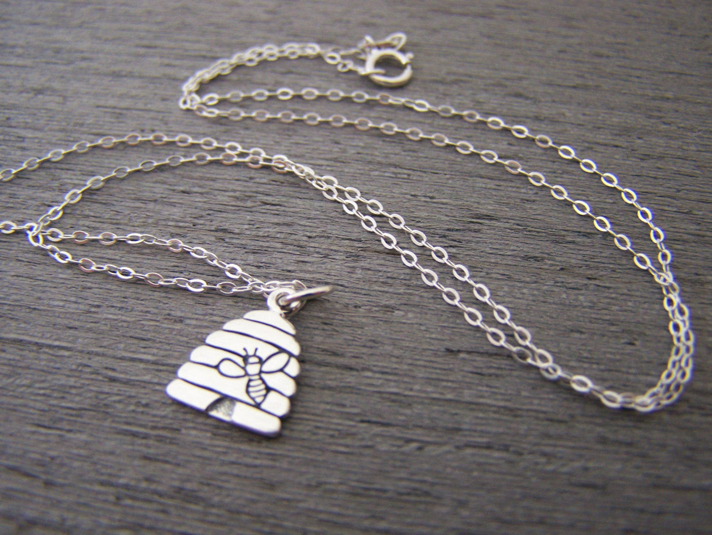 Tiny Sterling Silver Beehive Necklace – Simple Everyday Bee Jewelry