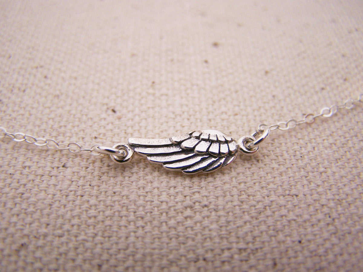 Dainty Sterling Silver Angel Wing Necklace – Simple Memorial Jewelry & Remembrance Gift