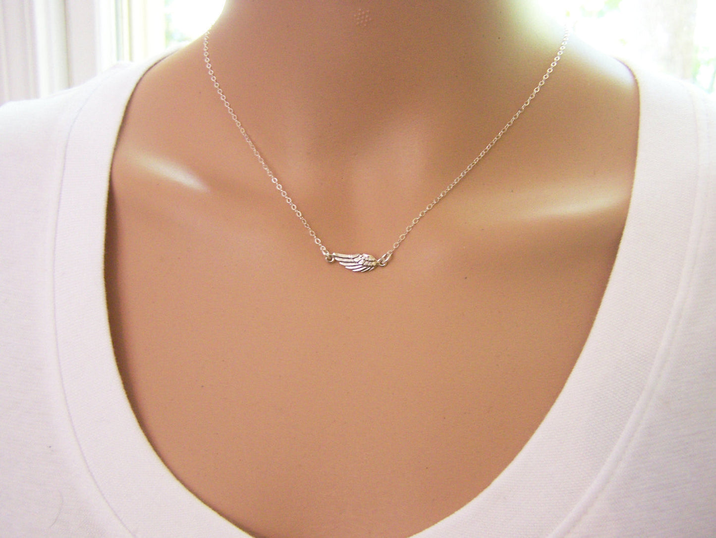 Dainty Sterling Silver Angel Wing Necklace – Simple Memorial Jewelry & Remembrance Gift