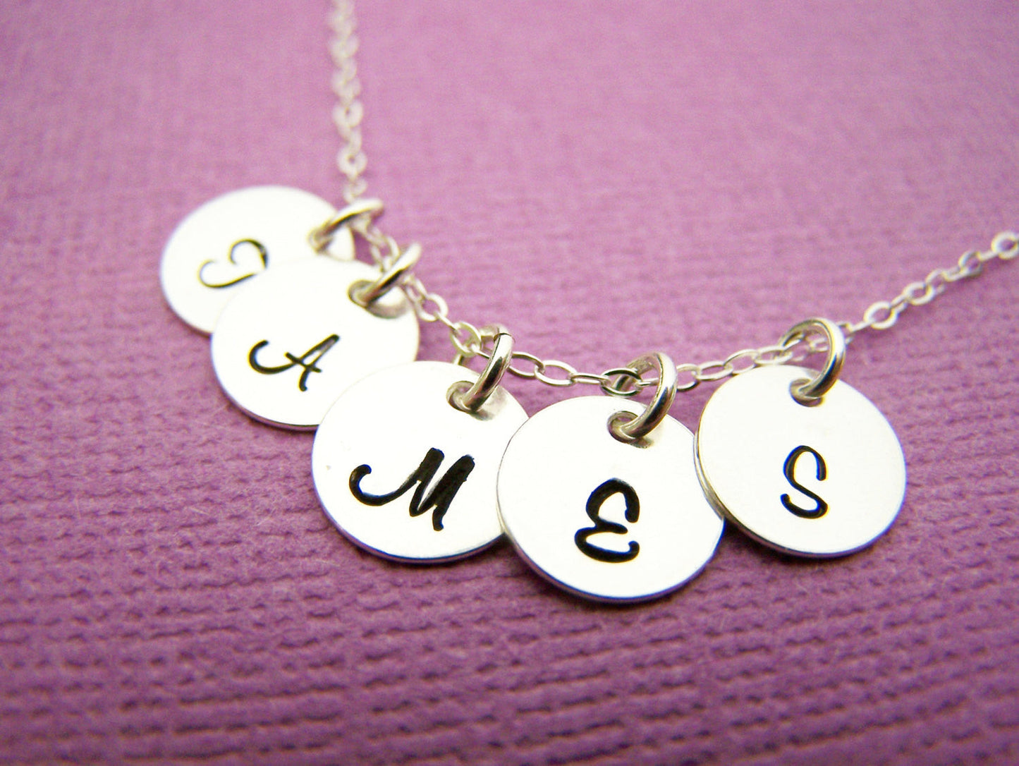 Tiny Initial Necklace - Hand Stamped Sterling Silver Initial Necklace