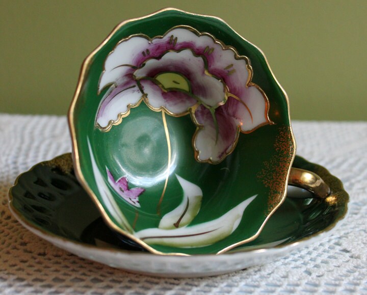 Hand Painted Vintage Tea Cup and Saucer