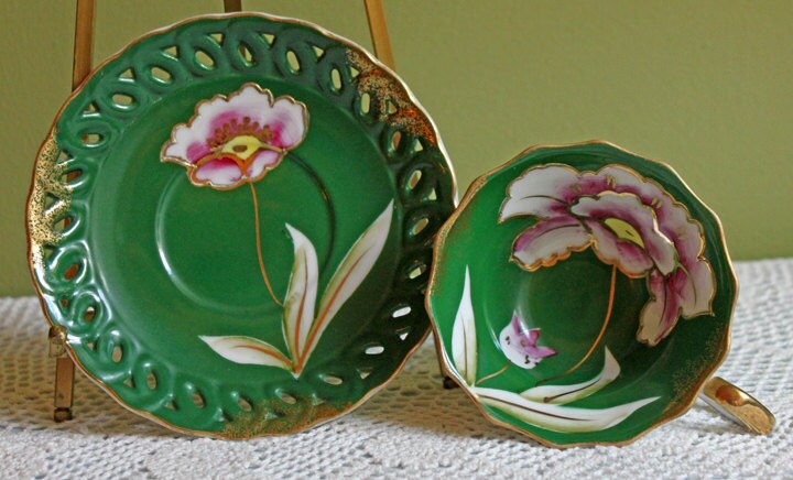 Hand Painted Vintage Tea Cup and Saucer