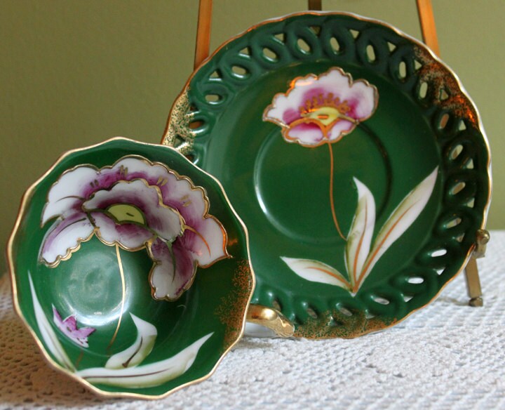 Hand Painted Vintage Tea Cup and Saucer