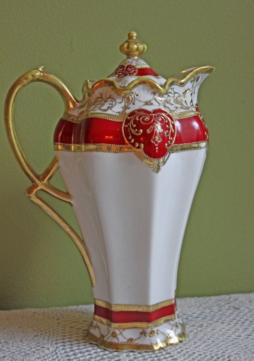 Hand Painted Art Nouveau Vase by Nippon. Antique Vase Made in Japan, Champagne Gold Pink Cream Colors.