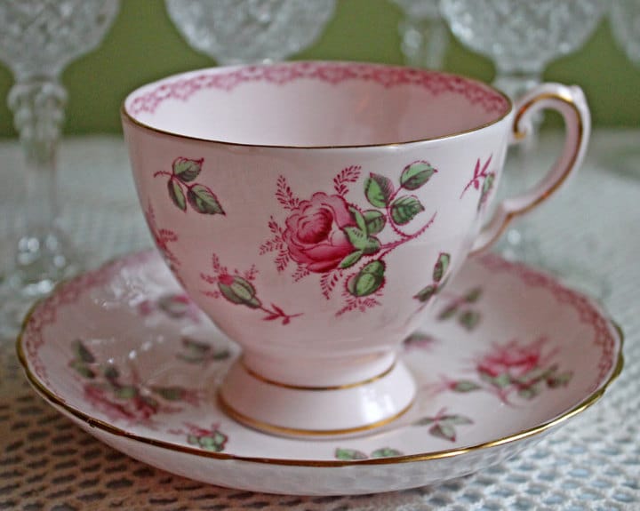 Vintage Teacup and Saucer. Hand Painted in Occupied Japan. Fine Bone China.