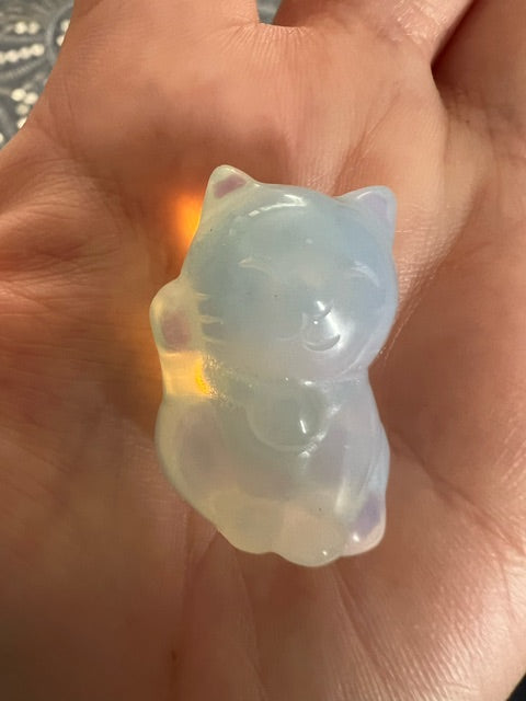 3cm Opalite Crystal Cat