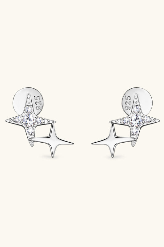 Sparkala™ Platinum-Plated 925 Sterling Silver Star Shape Earrings