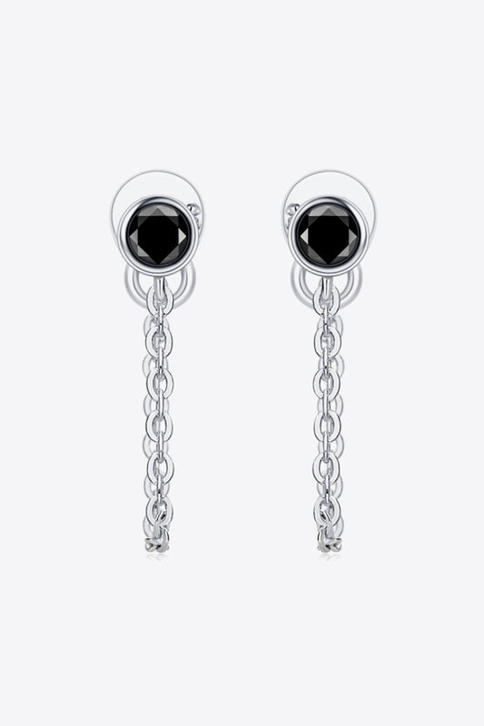 Inlaid Sparkala™ Chain Earrings (Platinum-Plated Fine Silver)