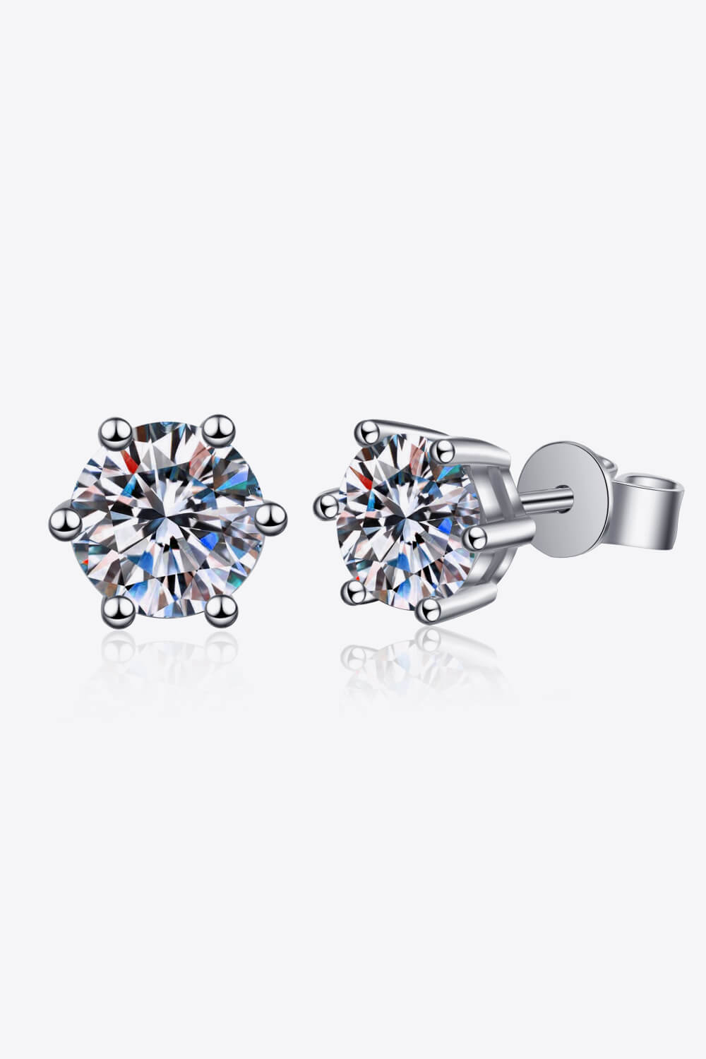 Rhodium-Plated Pure Sterling Silver 6-Prong 2 Carat Sparkala™ Stud Earrings