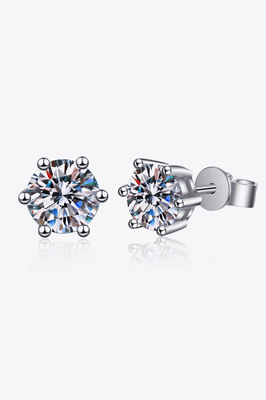 Rhodium-Plated Pure Sterling Silver 6-Prong 2 Carat Sparkala™ Stud Earrings