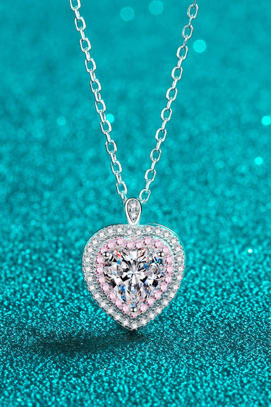 Rhodium-Plated Pure Sterling Silver 1 Carat Sparkala™ Heart Pendant Necklace