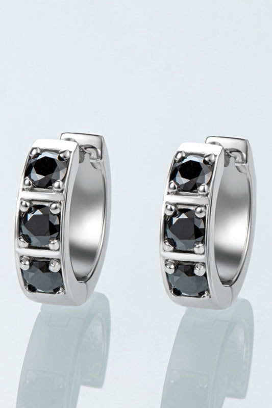 Inlaid Sparkala™ Huggie Earrings (Platinum-Plated Fine Silver)