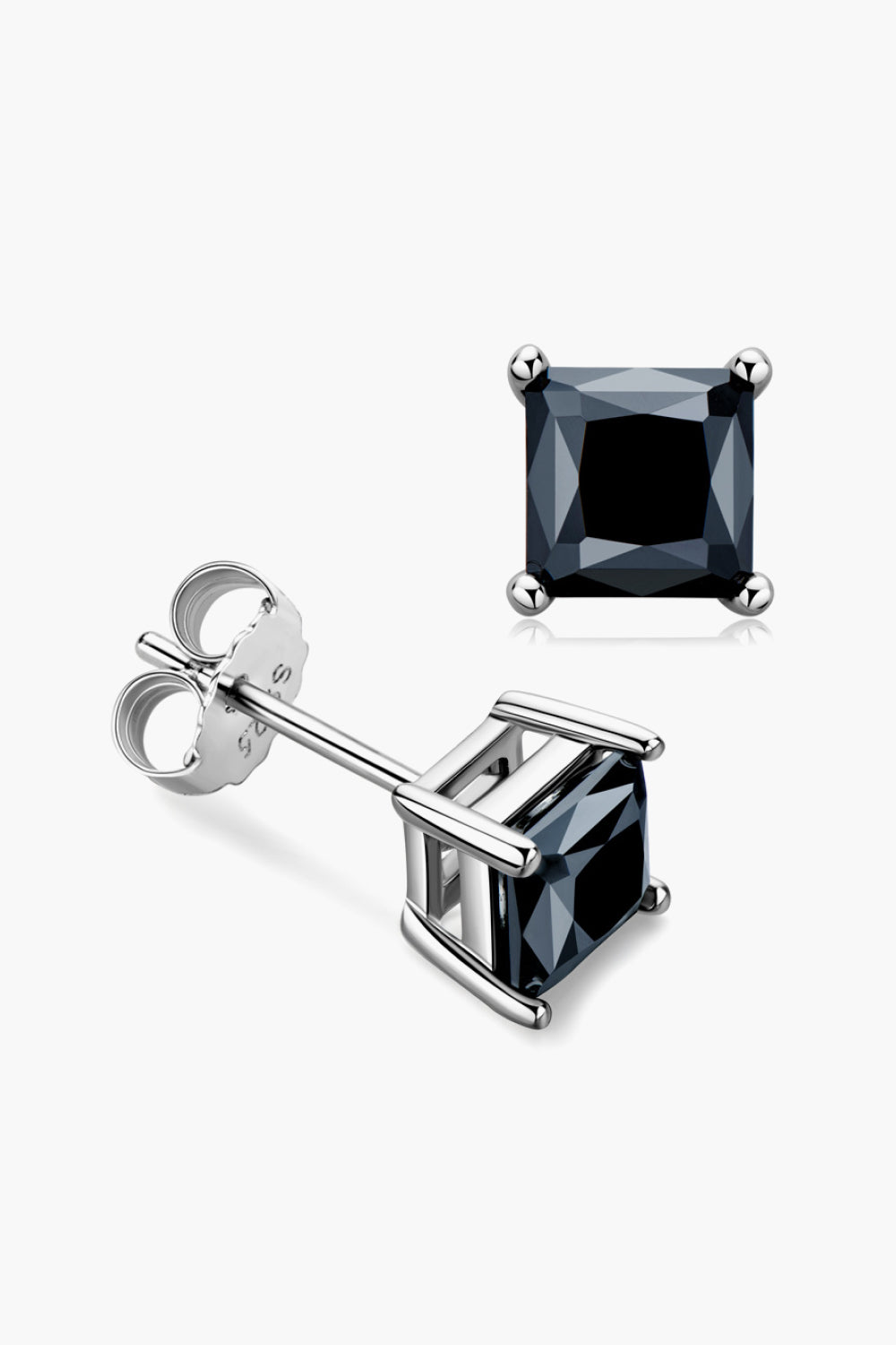 925 Sterling Silver Square Sparkala™ Stud Earrings (Platinum-Plated Fine Silver)