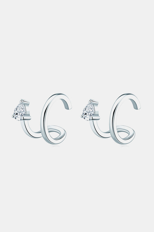 Sparkala™ Platinum-Plated 925 Sterling Silver Cuff Earrings