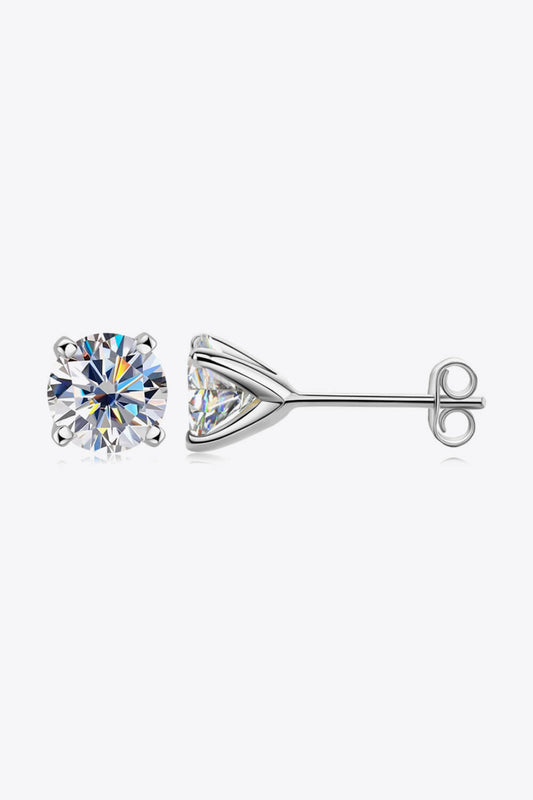 1 Carat Sparkala™ 4-Prong Stud Earrings (Platinum-Plated Fine Silver)