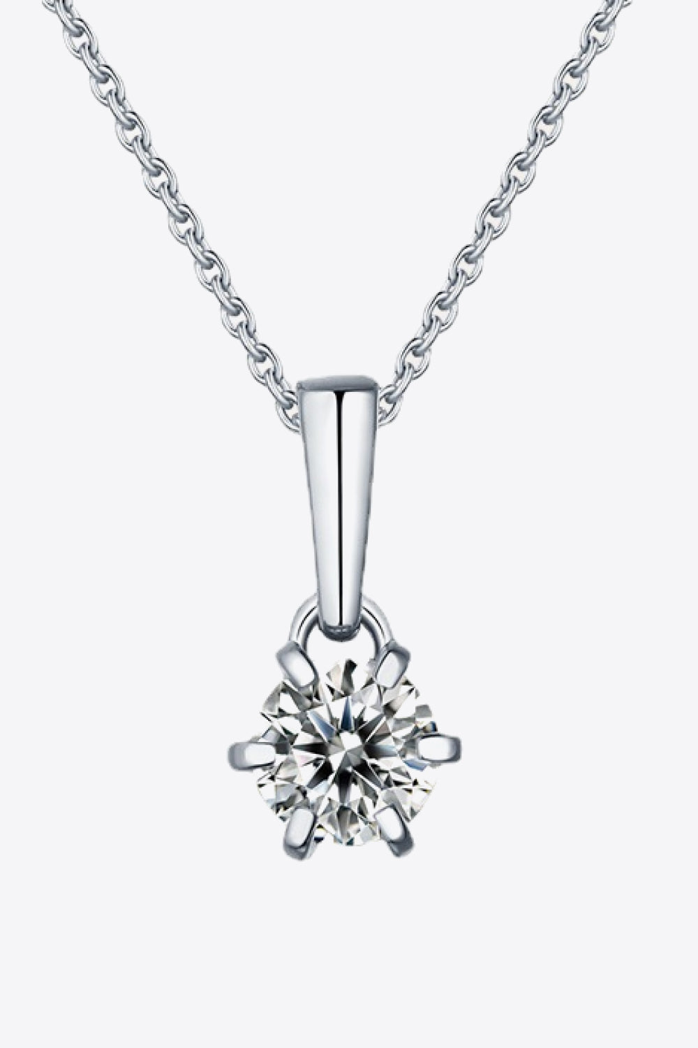 2 Carat 6-Prong Sparkala™ Pendant Necklace (Platinum-Plated Fine Silver)